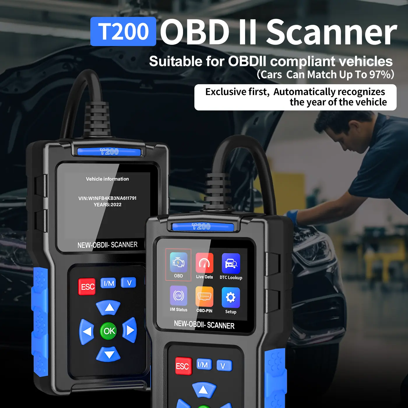 2026 Powerful Car Diagnostic Scanner - Automotive Diagnostic Tester, Engine Code Reader, Full OBD2 Functions, Reset Capability, Mode 6 & 8, Compatible with OBDI/EOBD Vehicles