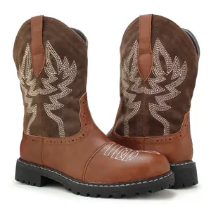 Hawkwell Women's Mid Calf Western Cowboy Cowgirl Boot Round Toe Embroidered Fashion Boots