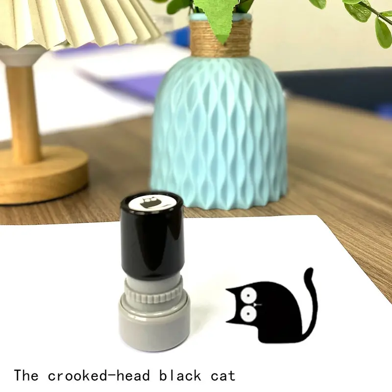 Cat Pattern Custom Stamp, Cute Animal Design Stamp, Teacher Reward Stamp, Office Stationery & Supplies for Home School Office, Art Stickers, Round Label, Wax Stamp Kit, Booklet Stamps, Decorative Decal, Scrapbooking Stamping