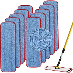 Replacement Microfiber Pad For 18.5 Inch Mop Head-10 Pack Wet & Dry Commercial Cleaning Refills Reusable Mop Refills Fit for Any Microfiber Flat Mop System 18.5