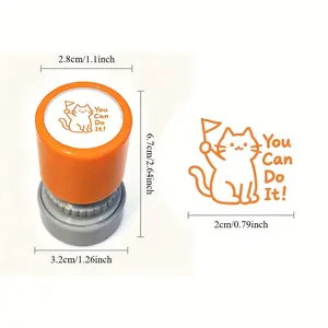 8pcs Energetic Cats Theme Teaching Stamps | English Motivational Photopolymer Stamp Collection, Multi-Functional Book Stamps Tool for Teacher Classroom Rewards & Student Journaling