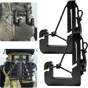 2 Pcs Molle Hook for Saddle Hunting with Locking D Ring Carabiners and Elastic Luggage Rope Strap, MOLLE Gear Hooks for Tree Hunting, Backpack and Outdoor Gear Organization