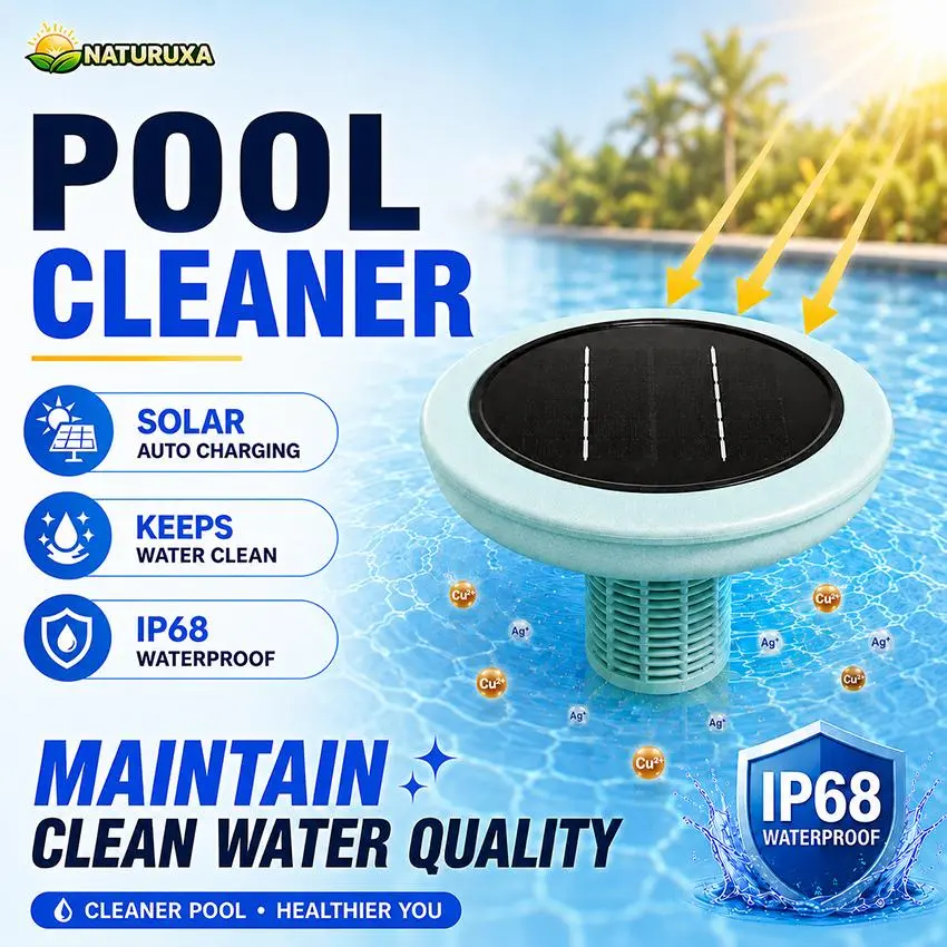 Naturuxa Solar Pool Ionizer - 0 Electric Bill, Algae Inhibitor, Bacteria Killer, 45,000 Gal Capacity, IP68 Waterproof, Chlorine Use Reducer (Home Improvement Garden Supply)