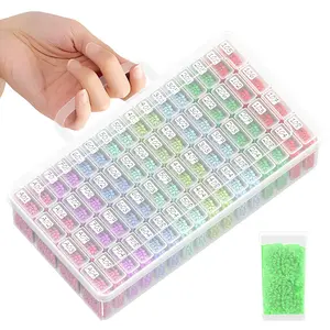 Clear Plastic Storage Box Set, 64/56/28 Grid Design, Portable Container with Lid & Handle, Ideal for Organizing Supplies