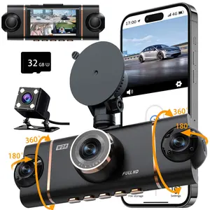 4 Channel Dash Cam 360° View, 1080P Front and Rear Inside, Left Right Dash Camera for Cars, Automotive Dashcam, 8 IR Lamps Night Vision, 5G WiFi & APP Control, G-Sensor, Parking Mode, with a Free 32GB SD Card