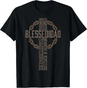 100% Cotton Father's Day Gift for Dad Husband Blessed Dad Christian T-Shirt