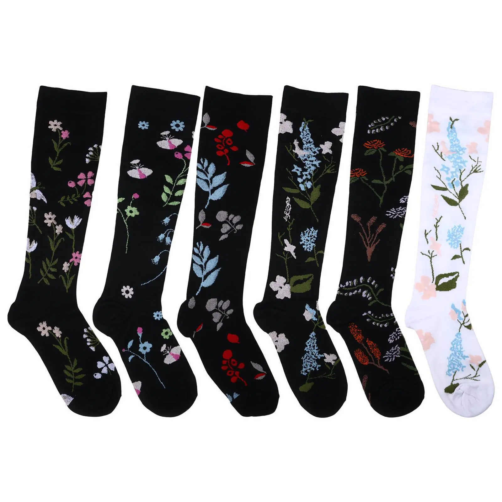 OIDEA Women's 6 Pairs 20-30 mmHg Knee High Nylon Compression Socks for Nurses, Travelers, Pregnant Women - Ideal for Running, Recovery, Mother's Day Gifts, Teacher, Compression Stockings, Runners, Pregnant Woman