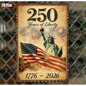 2D planar decoration 250 Years of Freedom Metal Plaque Patriotic American Independence Sign Ideal for Room Home Cafe Garage