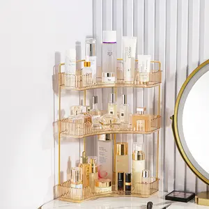 3-Tier Corner Bathroom Organizer,Corner Shower Caddy Organizer,Space-Saving 90° Corner Storage Rack,3-Tier Light Luxury Corner Makeup Shelf