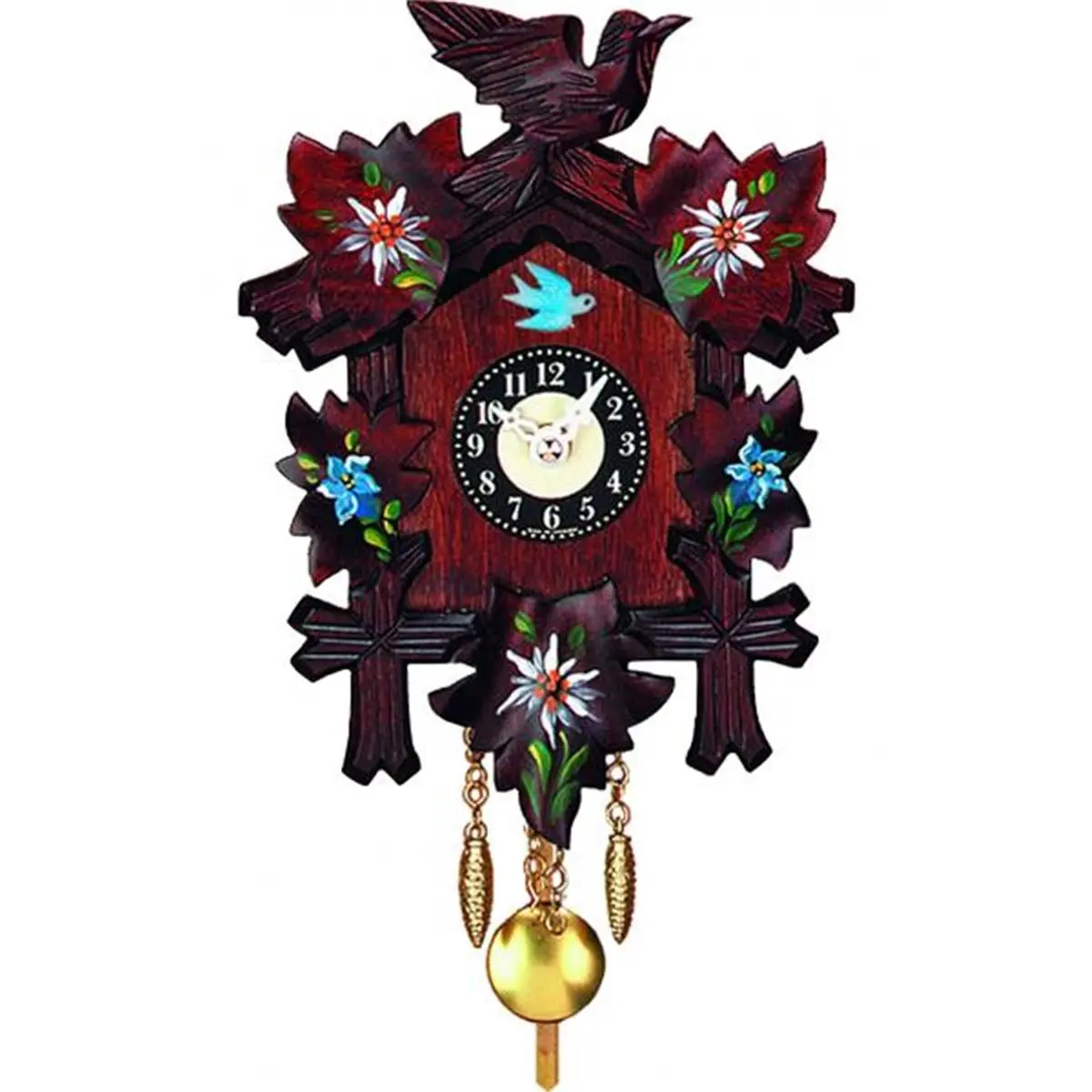 212 MAIN German Craft Battery-Operated Clock - Various Flower Design, Angel Accent, Music & Chimes, On-Off Switch - Christmas Decor, Room Decor for Home & Festive Decorations