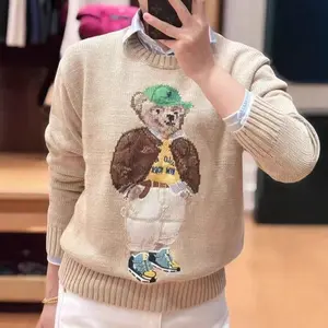 Autumn/Winter 2025 Heavyweight New Vintage Classic Heavy Embroidered Cartoon Bear Sweater Knit Sweater