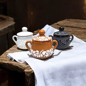 Handmade and Hand Painted Sugar Canister from Mexico Handmade and Hand Painted Sugar Canister from Mexico