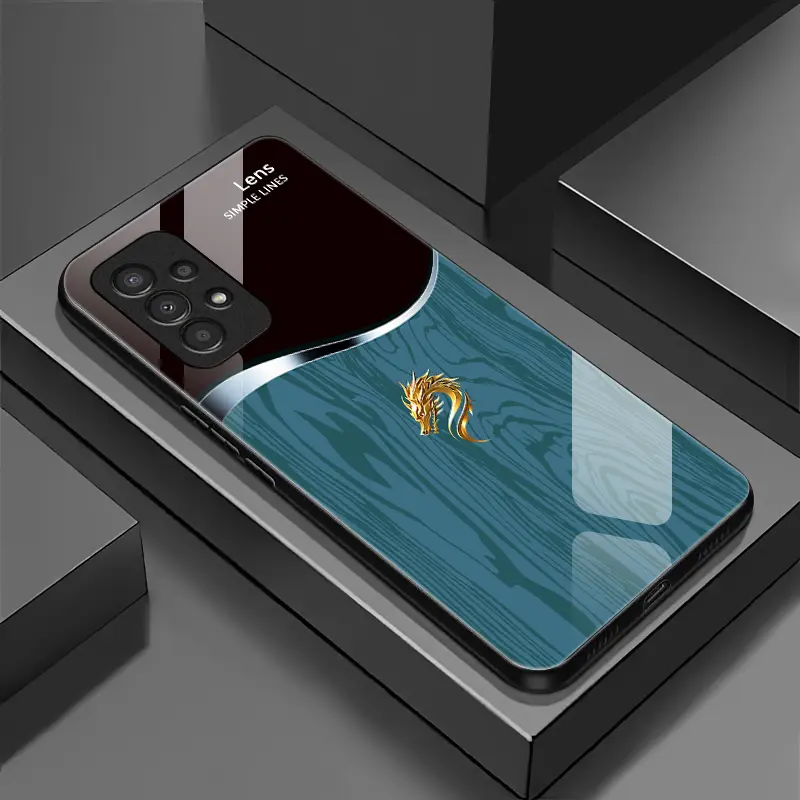 Suitable for [Galaxy A52 5g] Personality simple split dragon pattern creative business high-end anti-drop glass mobile phone case affordable anti-drop anti-fingerprint-888