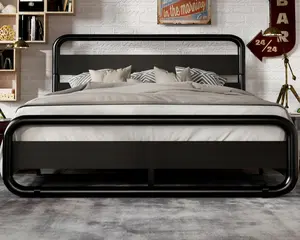 MUTICOR Metal Bed Frame with Round Wooden Headboard and Footboard, Platform Bed Frame with Under Bed Storage【Frame Only No Mattress】Strong Metal Slat Support, No Box Spring Needed, Modern#TikTokShopBlackFriday #ChristmasGifts