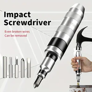 7/13 Piece Professional Impact Screwdriver Set, Suitable for Plastic Products, Home, Office, and Other Metal Products, Equipped with Impact Screwdriver, Multi-Functional Screw Extractor, Essential Manual Tool Set for Maintenance