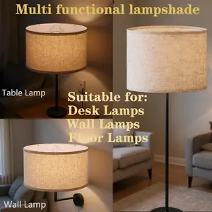 Large Lamp Shade, Lamp Shades For Table Lamps, Beige Drum Lampshade 12.5''Top X 12.5'' Bottom X 8.7'' High, Replacement Lamp Shade Natural Linen Hand Crafted for Table Lamps Floor Lamps Chandelier Lamp, Easy Assembly Required