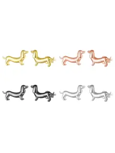 Cute Sausage Dog S925 Silver Earrings, Adorable Puppy Design, Plain Silver Plated Ear Studs, Fashion Jewelry for Women and Girls