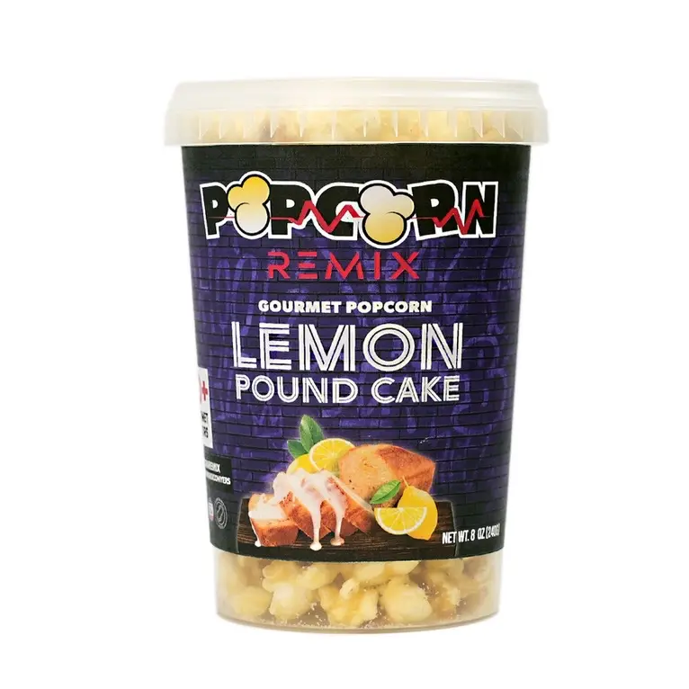 Popcorn Remix Gourmet Lemon Poundcake Flavor-Wrapped Popcorn - Low-Calorie Sweet Snack with Milk and Coconut Notes, Crunchy Sugar-Coated Dessert Snack, Snacks