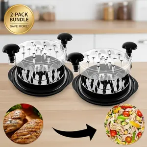 Chicken Shredder 2 Pack 8 Inch Large Chicken Breast Shredder Tool Twist with Brush&Fork, Visible Meat Shredder Machine, Strong Anti-Slip Strip, Ergonomic Handle, BPA Free, Suitable for Pork Beef Chicken