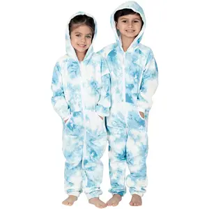 Tie Dye Blue Toddler Footless Hoodie Onesie