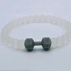 Clear & Grey Silicone Dumbbell Bracelet