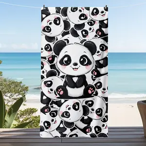 Printed Panda Lightweight Soft Towel - Super-Soft Polyester Towel, Absorbent, for Beach, Camping Use