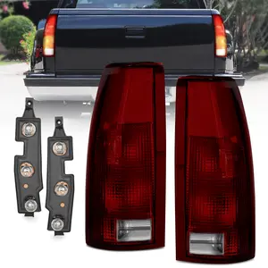 Nilight Taillight Assembly Compatible with 1988 1989 1990 1991 1992 1993 1994 1995 1996 1997 1998 1999 Chevy GMC C/K Suburban Blazer Tahoe Yukon 2000 Cadillac Escalade Pair Dark Red Lens Truck Car Accessories Lamp Replacement