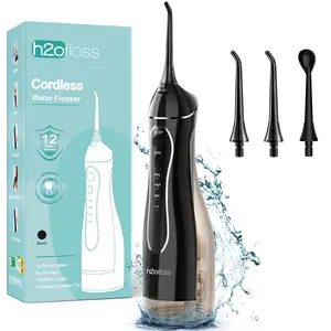h2ofloss Water Dental Flosser Teeth Pick: Portable Cordless Oral Irrigator 300ML Rechargeable Travel Irrigation Cleaner IPX7 Waterproof Electric Flossing Machine for Teeth Cleaning C102B