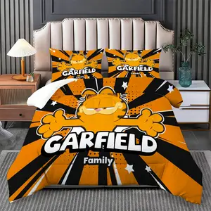 Garfield Pattern Soft Bedding Set, Includes 1 Blanket and 1 or 2 Pillowcases Without Pillows, Perfect Gift Idea