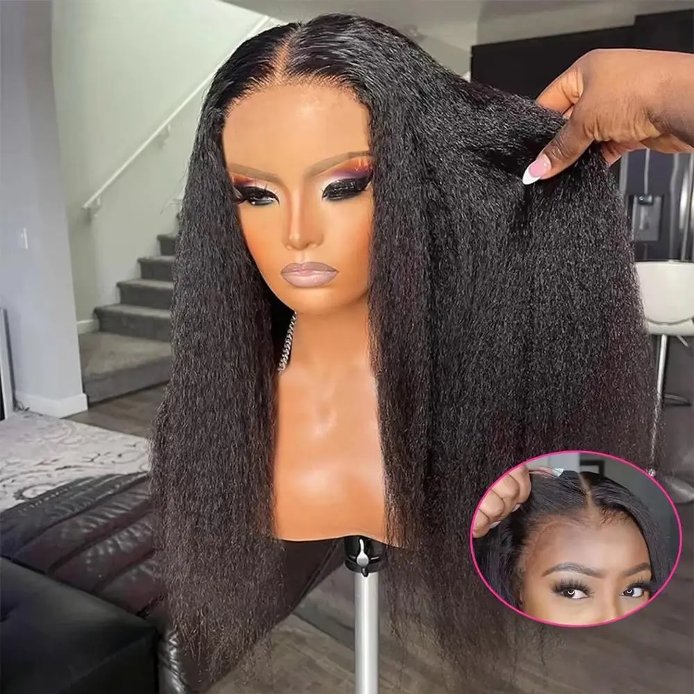 CORIIANA Glueless Wigs Human Hair Ready to Wear Yaki Kinky Straight 7x5 Lace Closure Human Hair Wig 13x6 HD Lace Front Wigs For Black Women Pre Plucked Beginner Friendly 200% Density