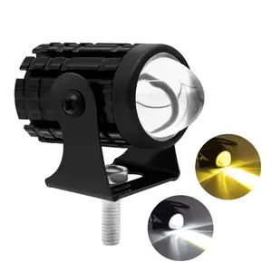 Mini Motorcycle Driving Light LED Projector Lens Headlight Spotlight Lighting ATV Scooter Dual Color Super Bright Fog Light
