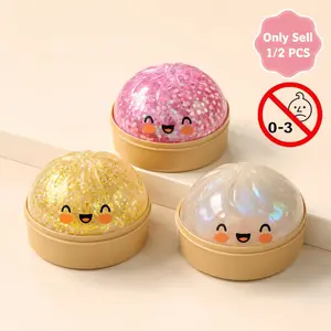 2 PCS Glitter Dumpling Squishy, Realistic Squishy Dumpling with Steamer Box, Slow Rising Soft Squeeze Dumpling Stress Ball Desk Fidget for Teens Adults Home Office, Kawaii Squishy