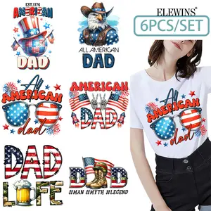 6Pcs Dad Gold Transfer DTF Heat Transfer Vinyl HTV for T Shirts Hoodies Jeans Bags Pillows Washer Safe Iron on Vinyl for Men Women DIY Crafts