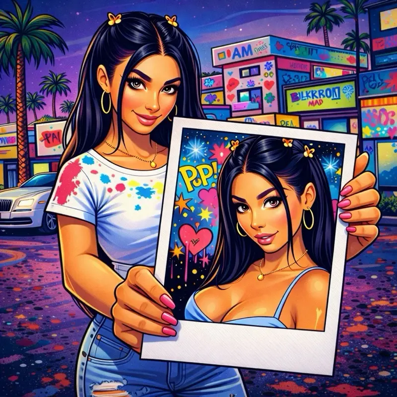 Izadi Graffiti Mansion Custom Pop Art Polaroid Photo Canvas Prints (24x36 in) - Artistic Wall Decor, Paint Options Included, Full Grade Controls by Artist Izadi, All Sales Final