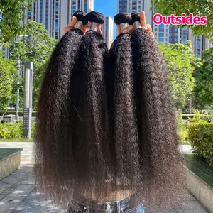 15A Kinky Straight 100% Human Hair Bundles Peruvian Raw Virgin Hair Yaki Straight 1/2/3 Pcs Weave  Human Hair Extensions 30 32 Inches