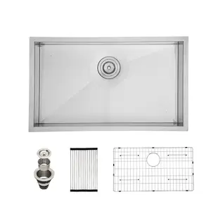 Sarlai 32/33 x 19 Inch Undermount Kitchen Sink Single Bowl Undermount Kitchen Sink 16 Gauge Stainless Steel Kitchen Sink
