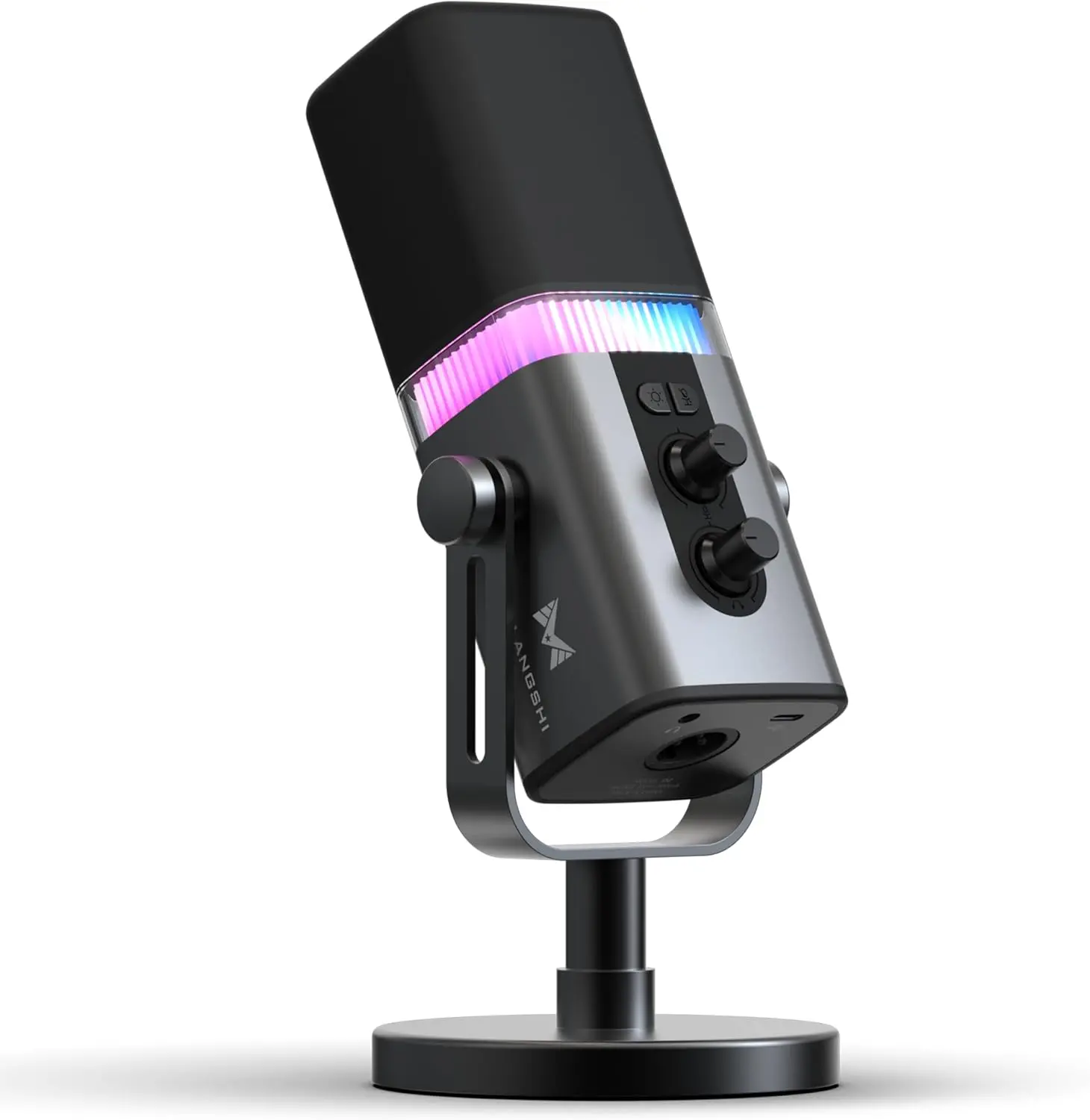 ECHOMUSSY Dynamic Podcast Microphone, USB & XLR Mic with RGB Lighting, Desktop Stand, Mute Button, All-Metal Body, Gain & Volume Control, Gaming Microphone for Livestreaming summerwins