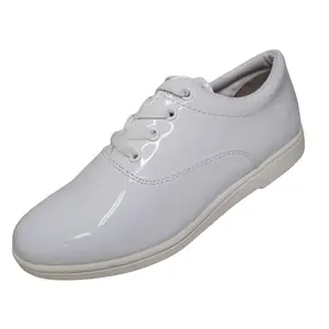 Dinkles Formal Women's Marching Band Shoes, Comfortable, White Patent