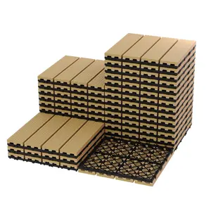 27-Pack 12"X12" Composite Deck Tiles – Waterproof Interlocking Patio Flooring for Indoor & Outdoor Use, Plastic Wood-Grain Tiles for Patio, Balcony