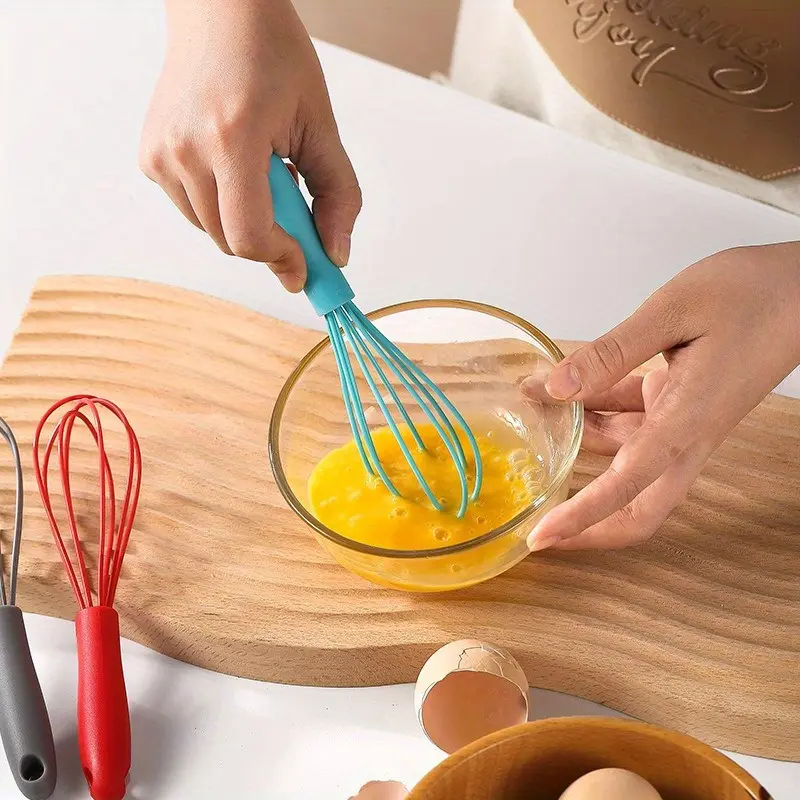 1Pc, Silicone Whisk, Blender，Silicone Mini Whisk, Egg Whisk for Blending, Whisking, Beating, and Stirring - Perfect for Baking and Cooking - Kitchen Gadget and Accessory Utensils