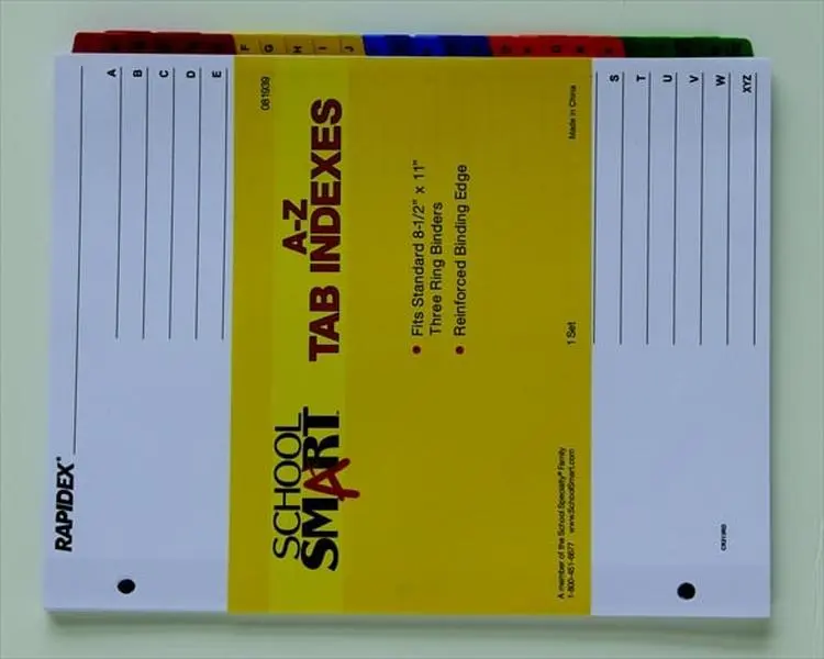 School Smart Reinforced Index Dividers, 8x11 Heavy Paper, 3-Hole Punch, A-Z Tabs, Blank Inserts, Reinforced Edge, for Standard Binders, Ideal for Indexing