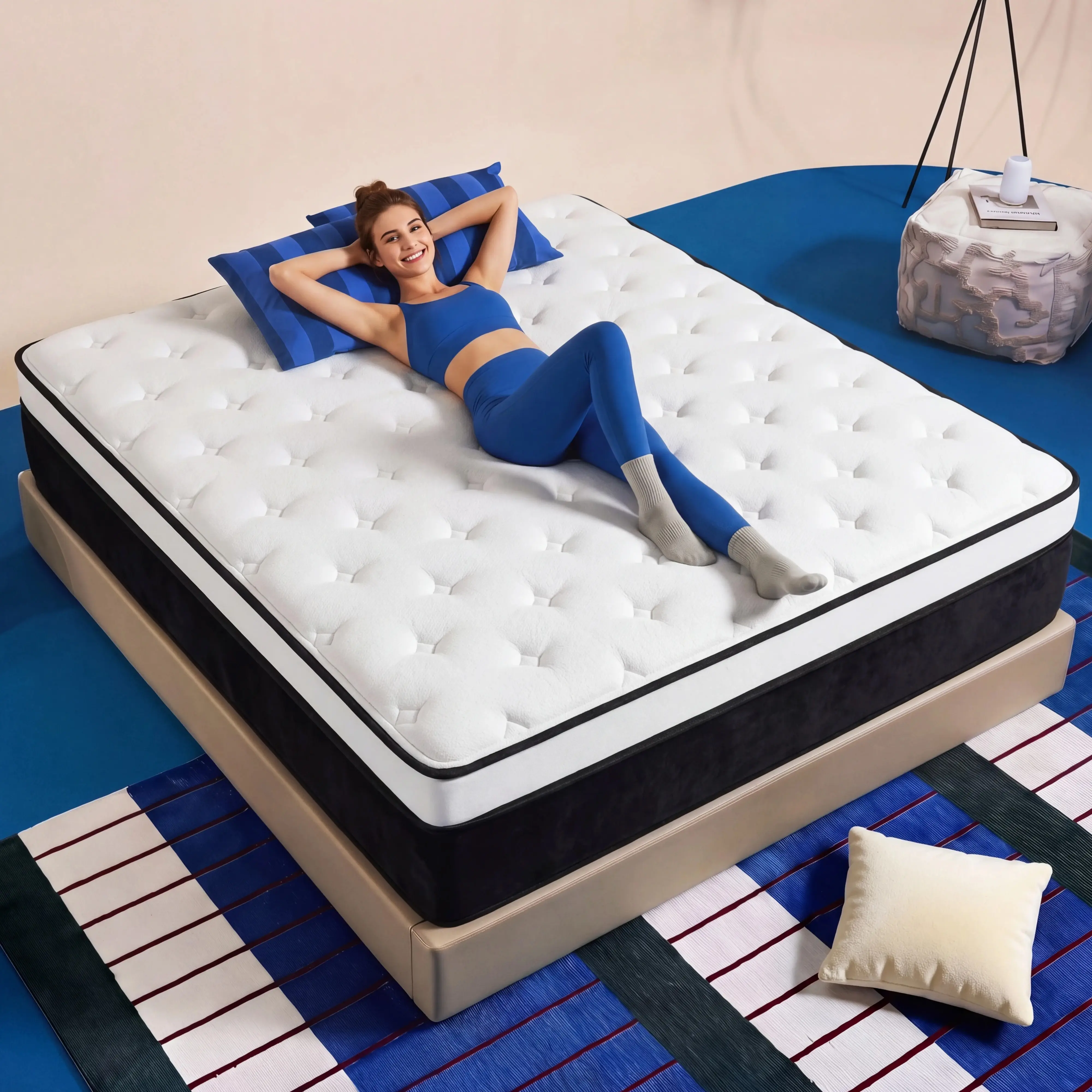 【Homemakeover】12/14 Inch Gel Memory Foam Mattress Hybrid Pocket Spring Twin Full Queen King Bed Mattress In A Box, Euro Top Medium Firm For Back & Lumbar Support, Individual Pocket Spring Bed For Motion Isolation & Fiberglass Free，Edge Support