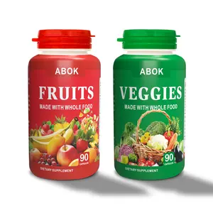 ABOK Fruits and Veggies Supplement Reds & Green Superfood - A Natural Balance Of Over 70 Fruit and Vegetable Supplements Capsules with Probiotics Prebiotics Digestive Enzymes Nature Spirulina -2 Bottles(180 Count)