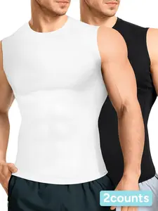 Men's Solid Color Compression Top, High Stretch Breathable Sleeveless Shapewear Top, Tummy Control Shaper for Men, Compression Shapewear Tops