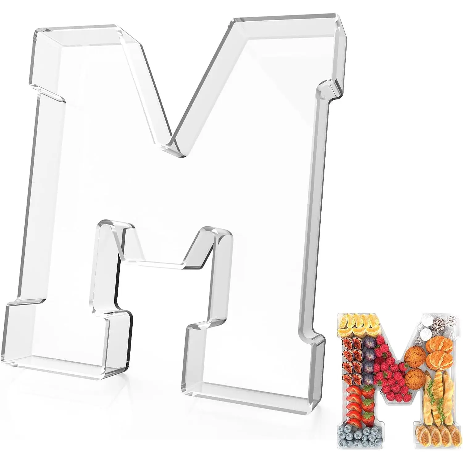 11" Acrylic Letter Charcuterie Tray, Charcuterie Letters Fillable Box for food, Reusable Serving Cake Candy Dish Display Tray for Birthday Anniversary Party Decoration (Letter M)