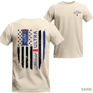 Michelob Ultra T-Shirt – Bold American Flag Design & Beer Can Graphic, Perfect for Beer Enthusiasts, Great for Casual Outings, Cotton Top shirts men