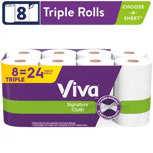 Signature Cloth Paper Towels, 8 Triple Rolls