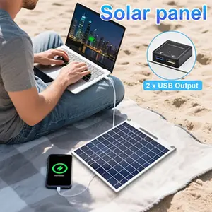 1pc Portable Solar Power Bank - Rechargeable For Outdoor And Emergency Use - Equipped With USB Charging Port Charger, Suitable For Power Banks, Mobile Phones, Outdoor Camping, Home Use - Portable Solar Panel | Lightweight Solar Panel Charger