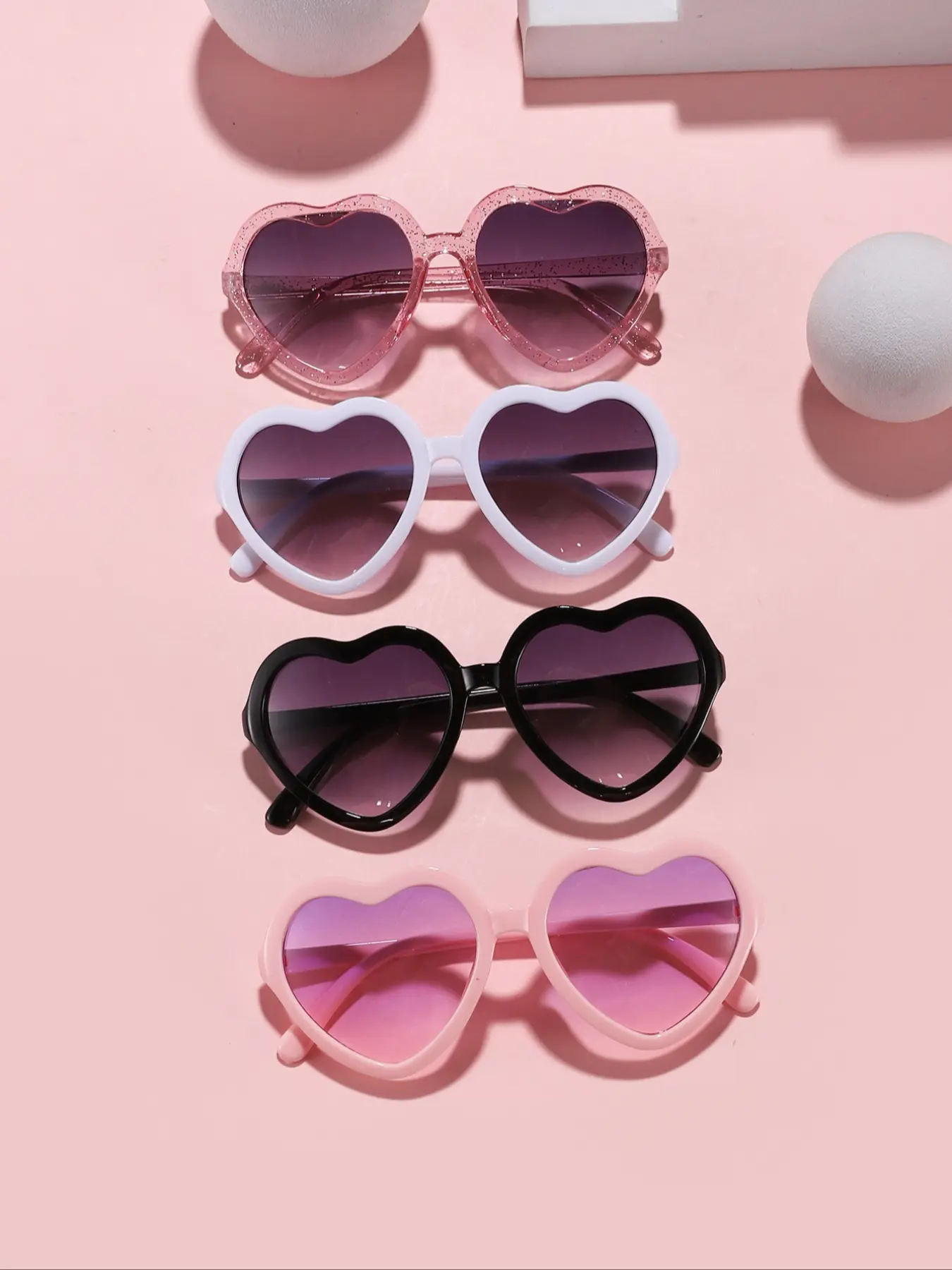 Kids Girly Fashion Heart Frame Sunglasses, UV Protection PC Frames, Casual Style Summer Accessories for All Seasons, Perfect for Daily Wear & Gifts