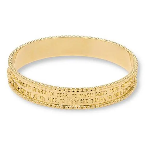 Bellezza Bronze Angel of God Prayer Wide Bangle Bracelet